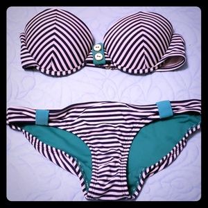 BOGO SALE! Navy and white striped bikini